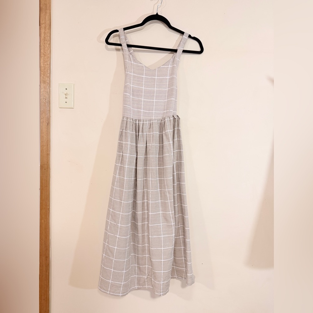 Anouk by Myntra Linen Blend Plaid Maxi Dress Size S